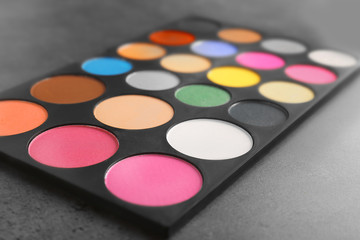 Colorful eye shadow palette, closeup