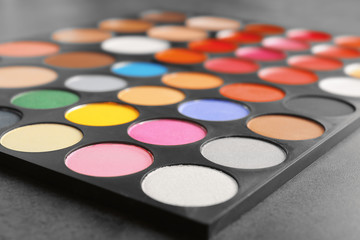 Colorful eye shadow palette, closeup