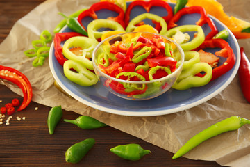 Fresh peppers on plate