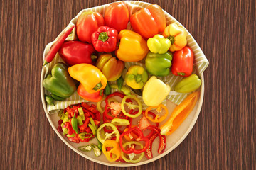 Fresh peppers on plate