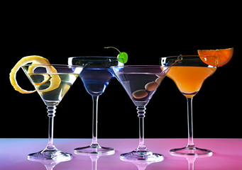 Different drinks on light table
