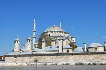Fototapeta na wymiar View of the Muslim mosque and minarets
