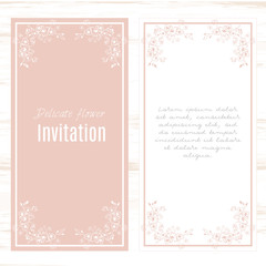 greeting card template floral background. Design stationery set in vector format. Wedding card or invitation, shabby chic