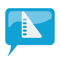 Blue speech bubble with white Set Square icon on white backgroun