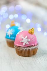 Christmas cupcakes on windowsill
