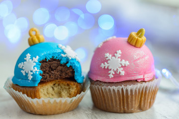 Christmas cupcakes on windowsill