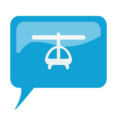 Blue speech bubble with white Helicopter icon on white backgroun