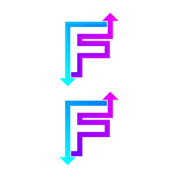 Letter F logo design template. Arrow creative sign