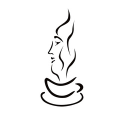 woman face and cup of coffee symbol