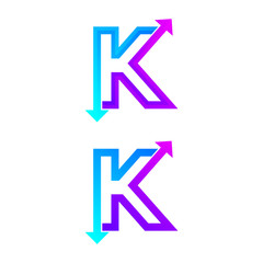 Letter K logo design template. Arrow creative sign