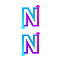 Letter N logo design template. Arrow creative sign