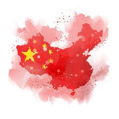 vector map of China Watercolor paint