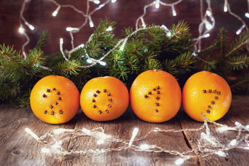 Christmas decorations with oranges