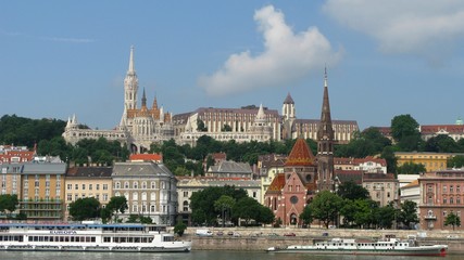 Fototapeta premium View to Buda hills from the oppocite side of Danube, Budapest Hungary,