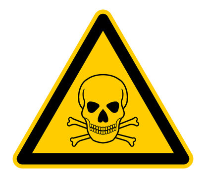 wso256 WarnSchildOrange - english warning sign: human skull and crossbones - German Warnschild: Menschlicher Schädel und Knochen - XXL g4735