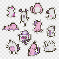 Set of Fashion patch badges with cute cats.