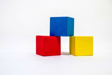 Cubes/ Baby colorful cubes and other shapes on a white background