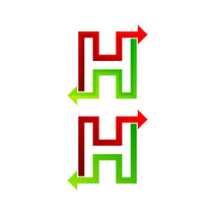 Letter H logo design template. Arrow creative sign