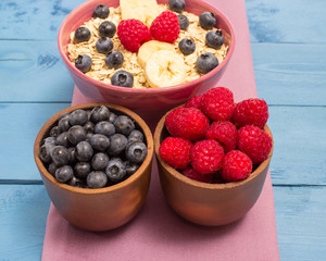 oat, oatmeal and fresh fruits