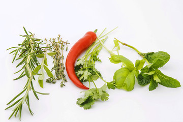 Herbs with red pepper