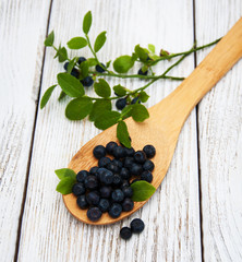 Blueberries on a old wooden background
