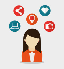 Woman avatar icon. Social media multimedia communcation and digital marketing theme. Colorful design. Vector illustration