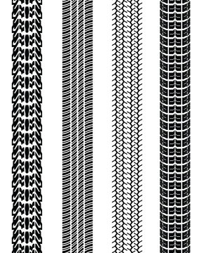 Black prints of tire cars, seamless pattern