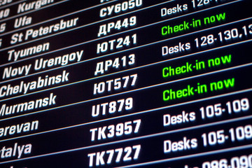 board panel with all check-in flights