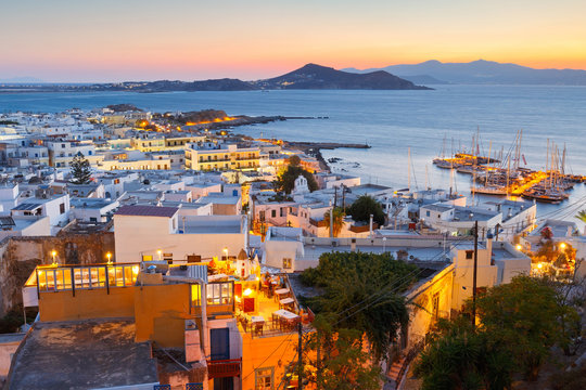 View of the old town of Naxos and its port from the catle.