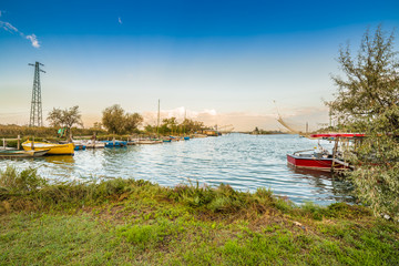 view of boats and Traditional Fishing European Huts