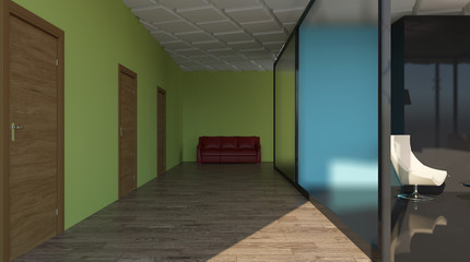 The Conceptual offices. Office array. 3d rendering.