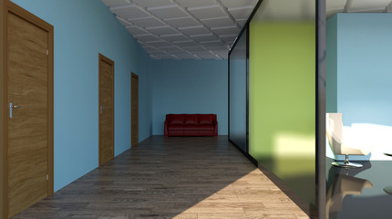 The Conceptual offices. Office array. 3d rendering.