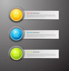3 horizontal banners with numbers and place for own text.