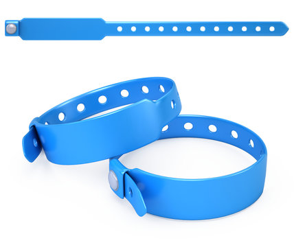Blue blank bracelet isolated on white - 3d render