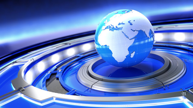 News, broadcast media concept. Abstract image of a world globe. 3d illustration