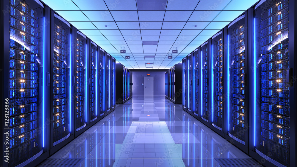 Poster server racks in server room data center