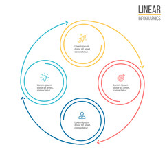Linear infographis. Minimalistic chart, diagram with 4 steps, options.