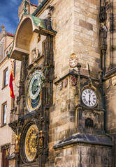 Prague clock tower. Astronomical Clock, Old Town, Czech Republc