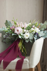 nice wedding bouquet in bride's room 