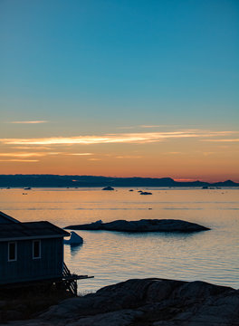 The beautiful sunset in Ilulissat, Greenland