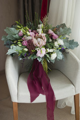 nice wedding bouquet in bride's room 