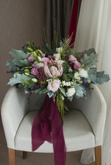 nice wedding bouquet in bride's room 