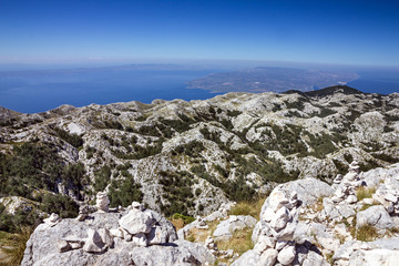 Croatia, Dalmatia, Biokovo mountains sea panoramic landscape