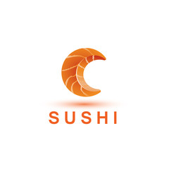 Fototapeta premium Sushi logo template. The letter C looks like a fresh piece of salmon fish.