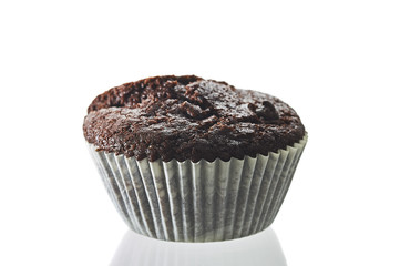 Chocolate Muffin Isolated Over White