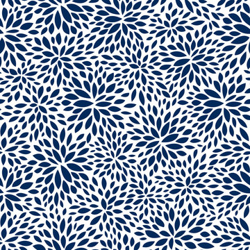 seamless abstract navy leaf pattern, foliage vector background