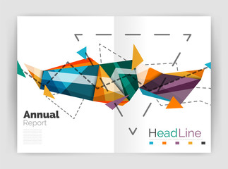 Triangles and lines, annual report flyer brochure template