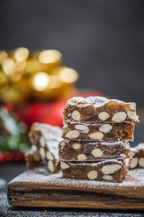 Christmas festive cake with almonds