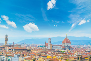 Fototapeta premium clouds over Florence cityscape