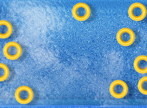 swim rings on pool